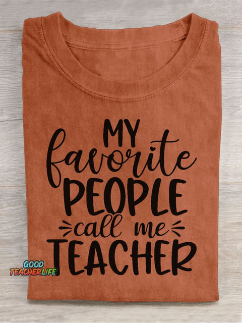 Call Me Teacher Decorative Pattern T-shirt