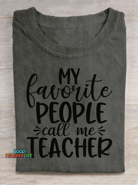 Call Me Teacher Decorative Pattern T-shirt