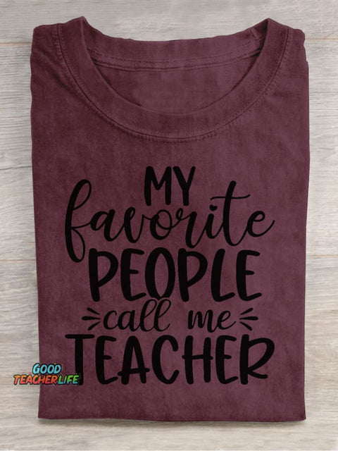 Call Me Teacher Decorative Pattern T-shirt
