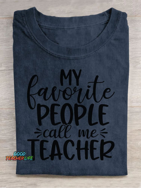 Call Me Teacher Decorative Pattern T-shirt
