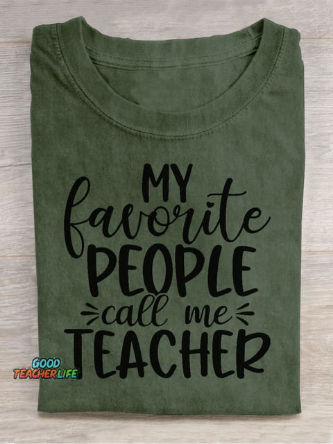 Call Me Teacher Decorative Pattern T-shirt