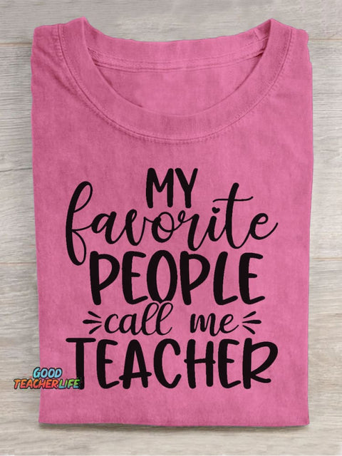 Call Me Teacher Decorative Pattern T-shirt