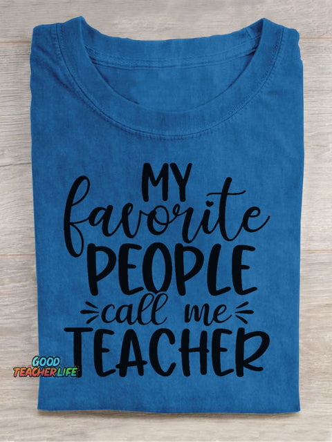 Call Me Teacher Decorative Pattern T-shirt