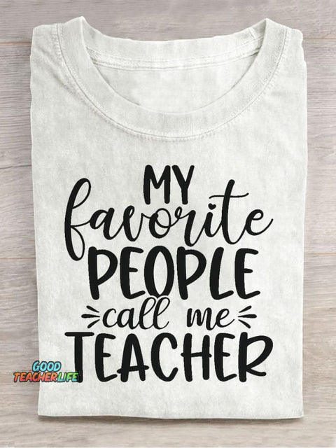 Call Me Teacher Decorative Pattern T-shirt