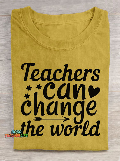Teachers Can Change The World Decorative Pattern T-shirt