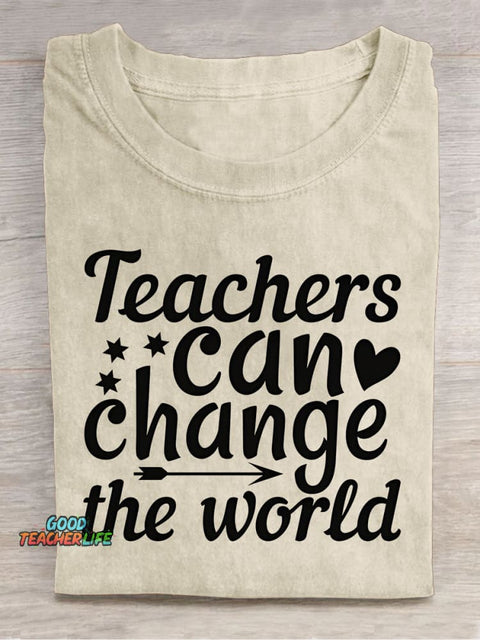 Teachers Can Change The World Decorative Pattern T-shirt