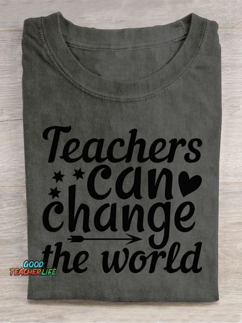 Teachers Can Change The World Decorative Pattern T-shirt