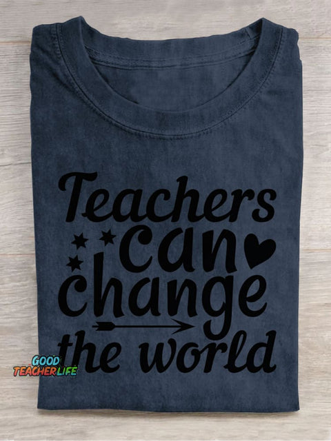 Teachers Can Change The World Decorative Pattern T-shirt