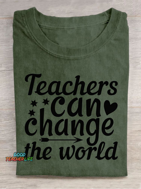 Teachers Can Change The World Decorative Pattern T-shirt