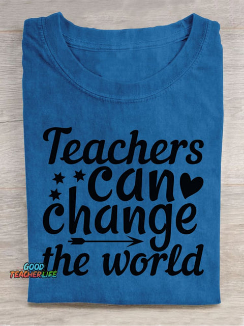 Teachers Can Change The World Decorative Pattern T-shirt