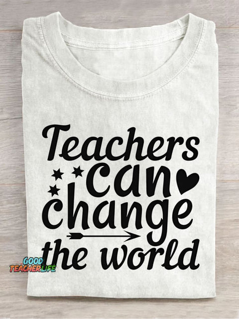Teachers Can Change The World Decorative Pattern T-shirt