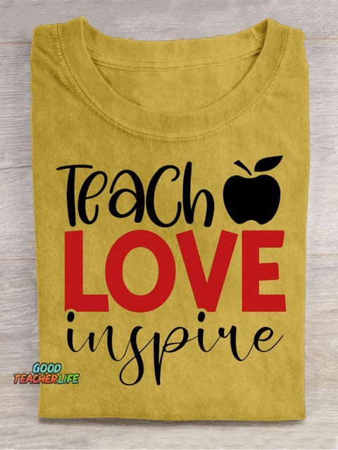 Teach Love Decorative Pattern T-shirt