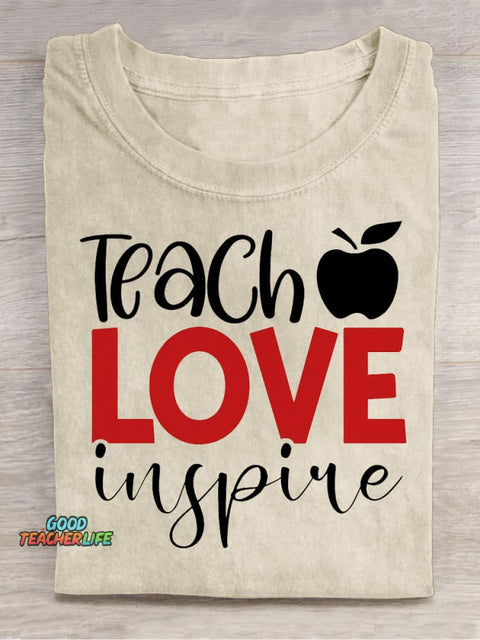 Teach Love Decorative Pattern T-shirt