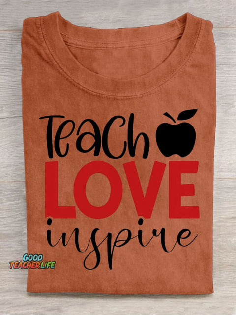 Teach Love Decorative Pattern T-shirt