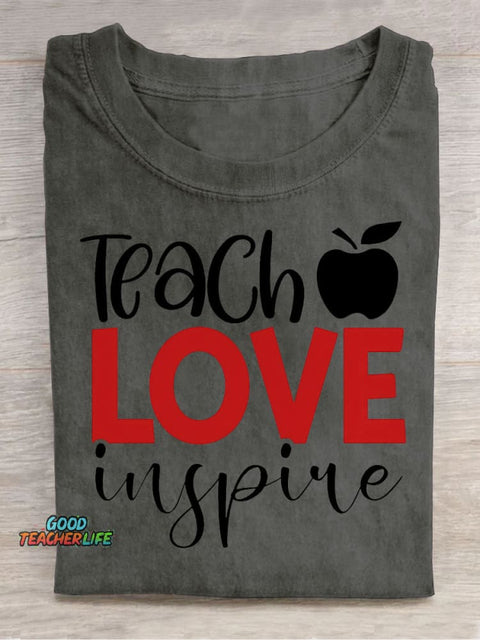 Teach Love Decorative Pattern T-shirt