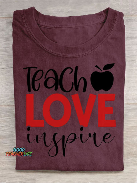 Teach Love Decorative Pattern T-shirt
