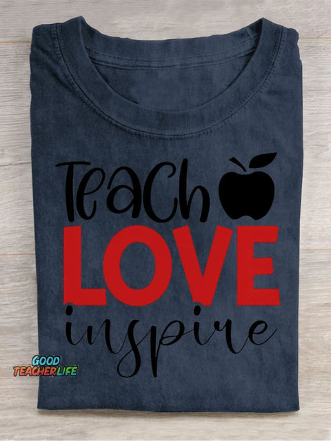 Teach Love Decorative Pattern T-shirt