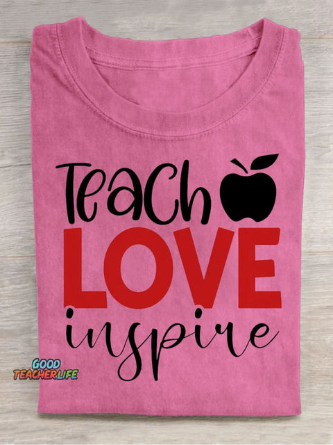 Teach Love Decorative Pattern T-shirt