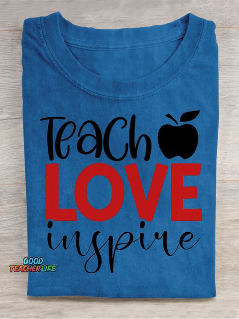Teach Love Decorative Pattern T-shirt