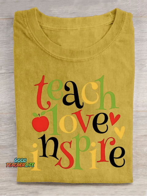 Teach Love Decorative Pattern T-shirt