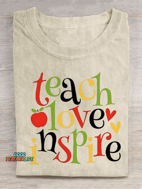 Teach Love Decorative Pattern T-shirt