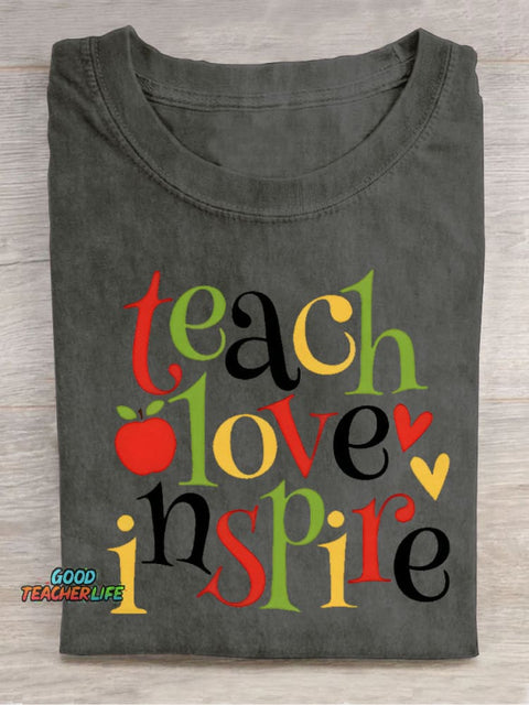 Teach Love Decorative Pattern T-shirt