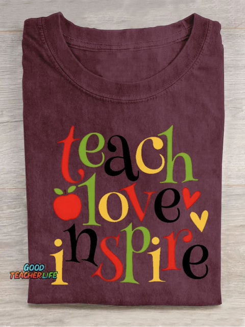 Teach Love Decorative Pattern T-shirt