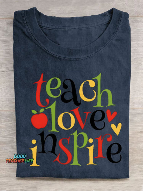 Teach Love Decorative Pattern T-shirt
