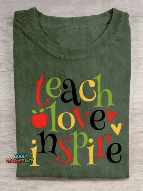 Teach Love Decorative Pattern T-shirt