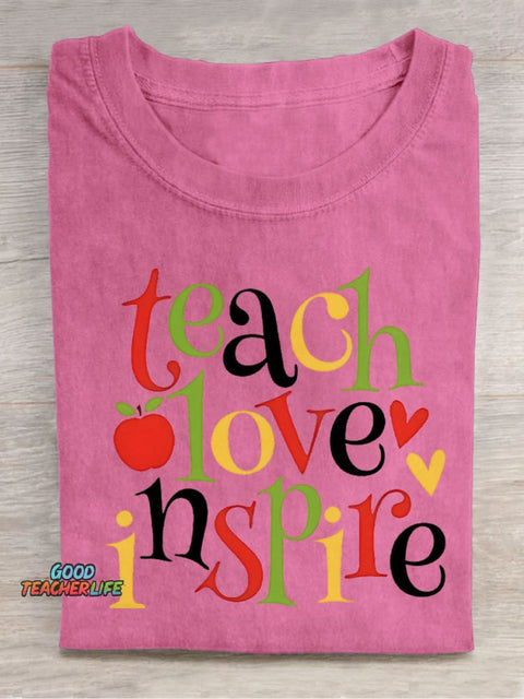 Teach Love Decorative Pattern T-shirt