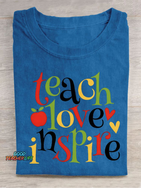 Teach Love Decorative Pattern T-shirt