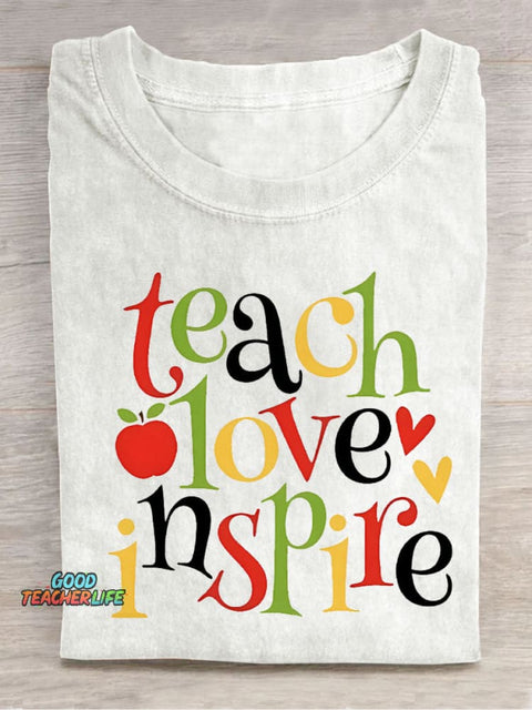 Teach Love Decorative Pattern T-shirt
