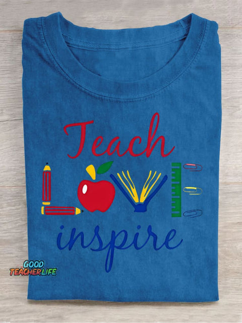 Teach Love Decorative Pattern T-shirt