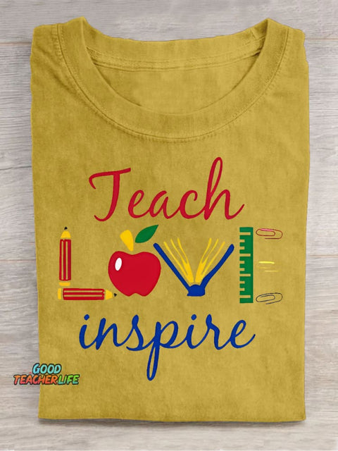 Teach Love Decorative Pattern T-shirt