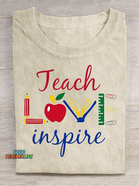 Teach Love Decorative Pattern T-shirt