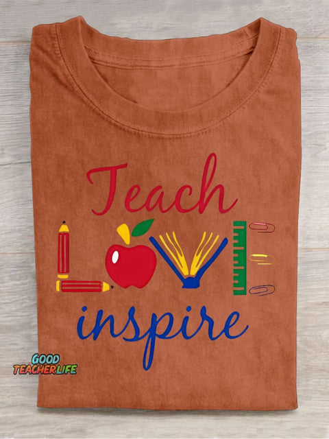 Teach Love Decorative Pattern T-shirt