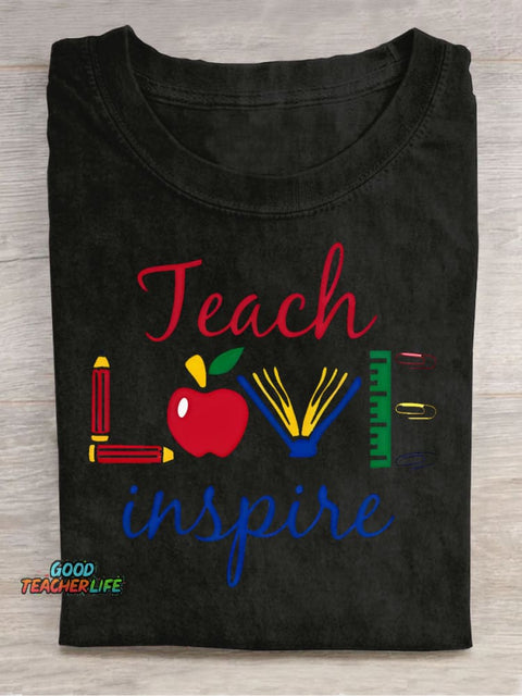 Teach Love Decorative Pattern T-shirt