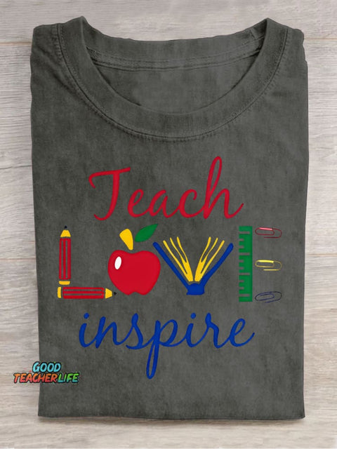 Teach Love Decorative Pattern T-shirt