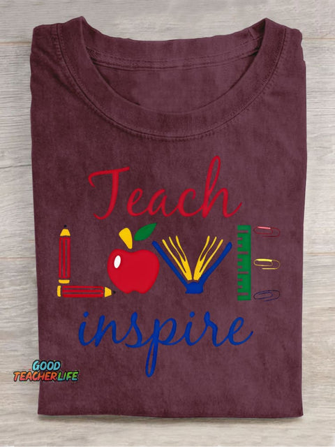 Teach Love Decorative Pattern T-shirt