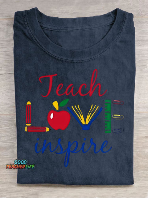 Teach Love Decorative Pattern T-shirt