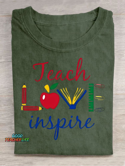 Teach Love Decorative Pattern T-shirt