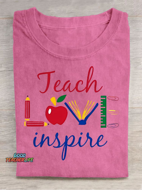 Teach Love Decorative Pattern T-shirt