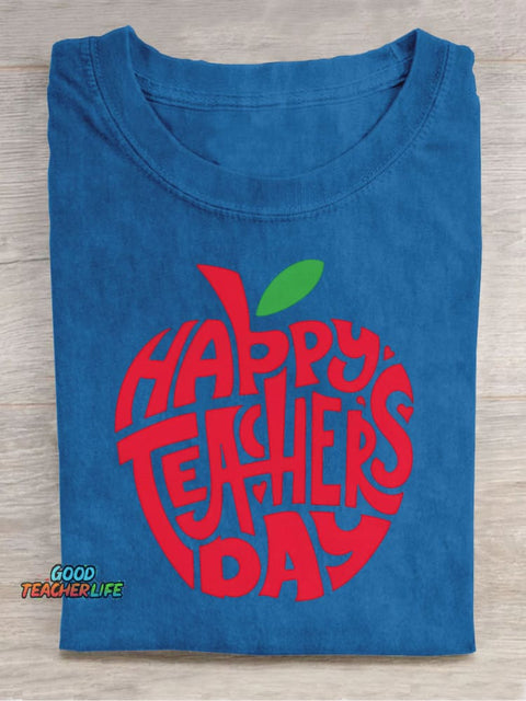 Happy Teachers' Day Decoration Pattern T-shirt