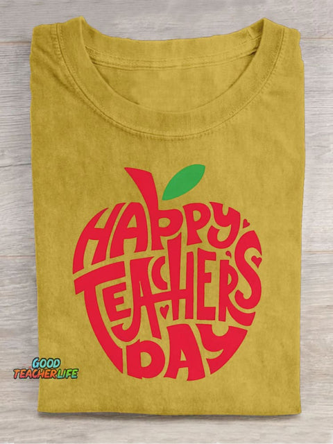 Happy Teachers' Day Decoration Pattern T-shirt