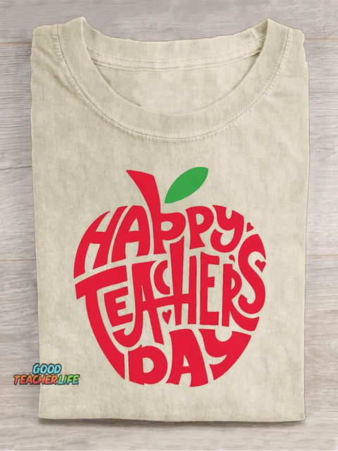 Happy Teachers' Day Decoration Pattern T-shirt