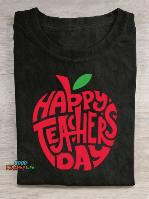 Happy Teachers' Day Decoration Pattern T-shirt