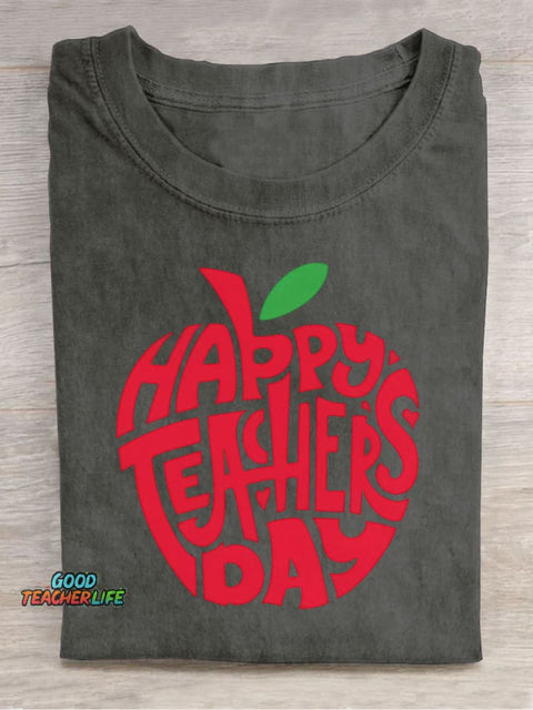 Happy Teachers' Day Decoration Pattern T-shirt