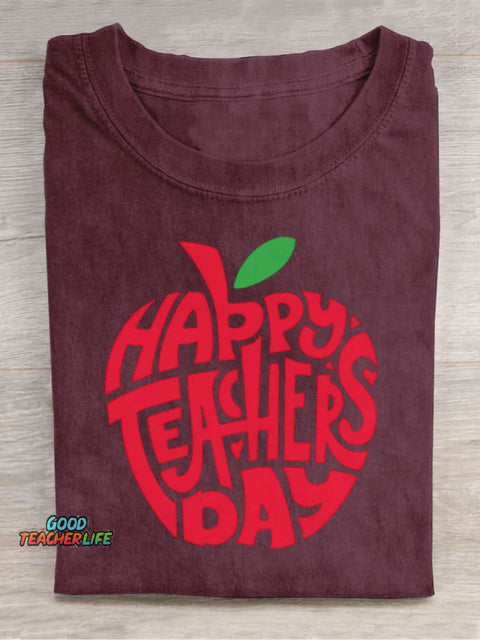 Happy Teachers' Day Decoration Pattern T-shirt