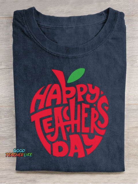 Happy Teachers' Day Decoration Pattern T-shirt