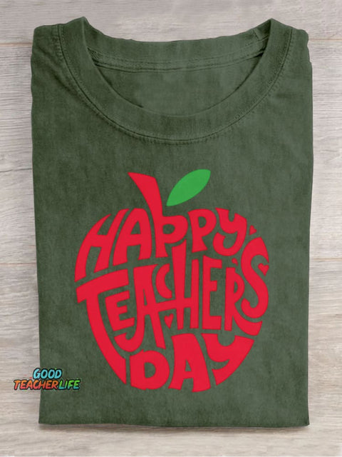 Happy Teachers' Day Decoration Pattern T-shirt